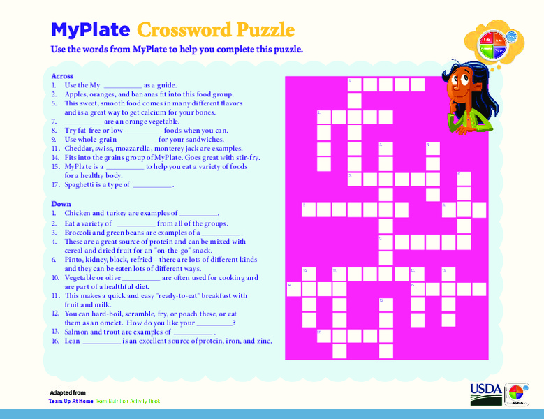 Myplate crossword puzzle answer key