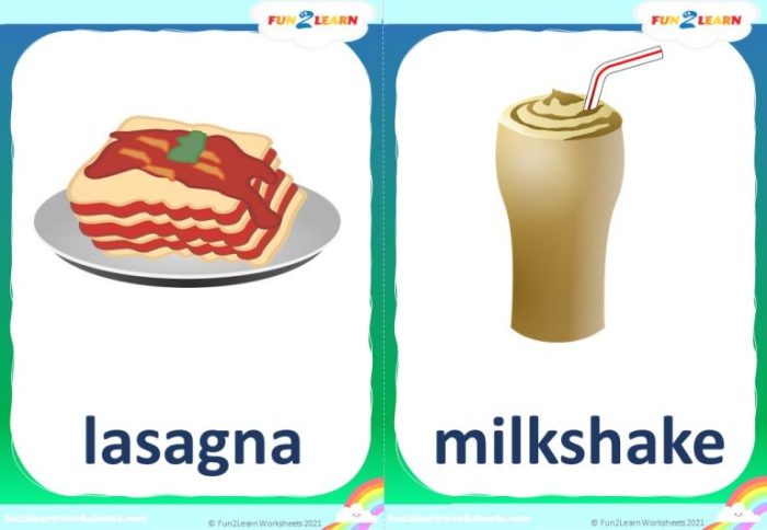 Do lasagna milkshakes flashcards supersimple printables