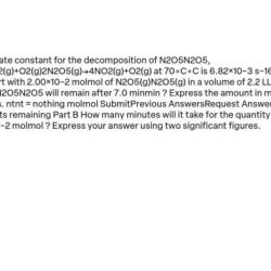 How many moles of n2o5 will remain after 7.0 min
