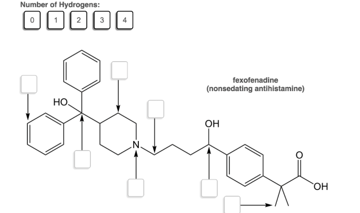 Hydrogens indicated atom present each many around